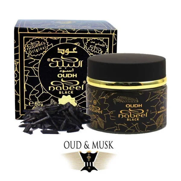 Oudh Nabeel Black Bakhoor Incense Burn Home Fragrance 60g