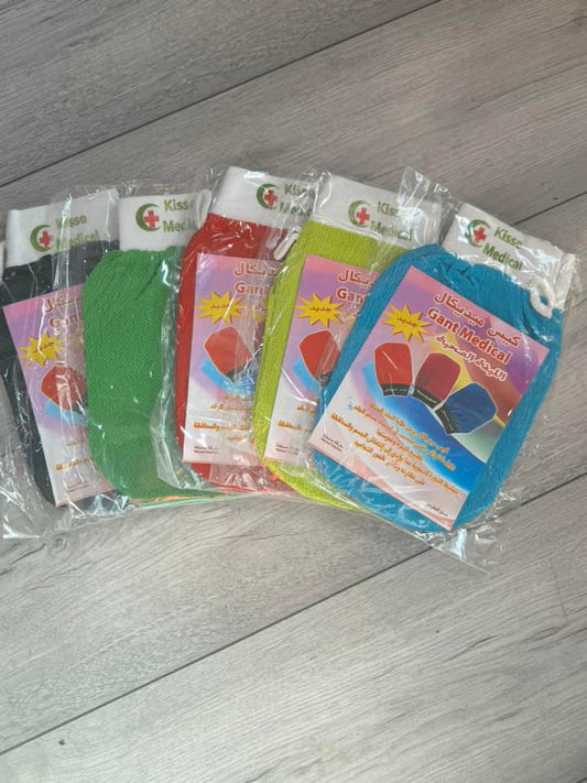 Moroccan Kessa Shower, facial, Exfoliating Glove Bath Scrub