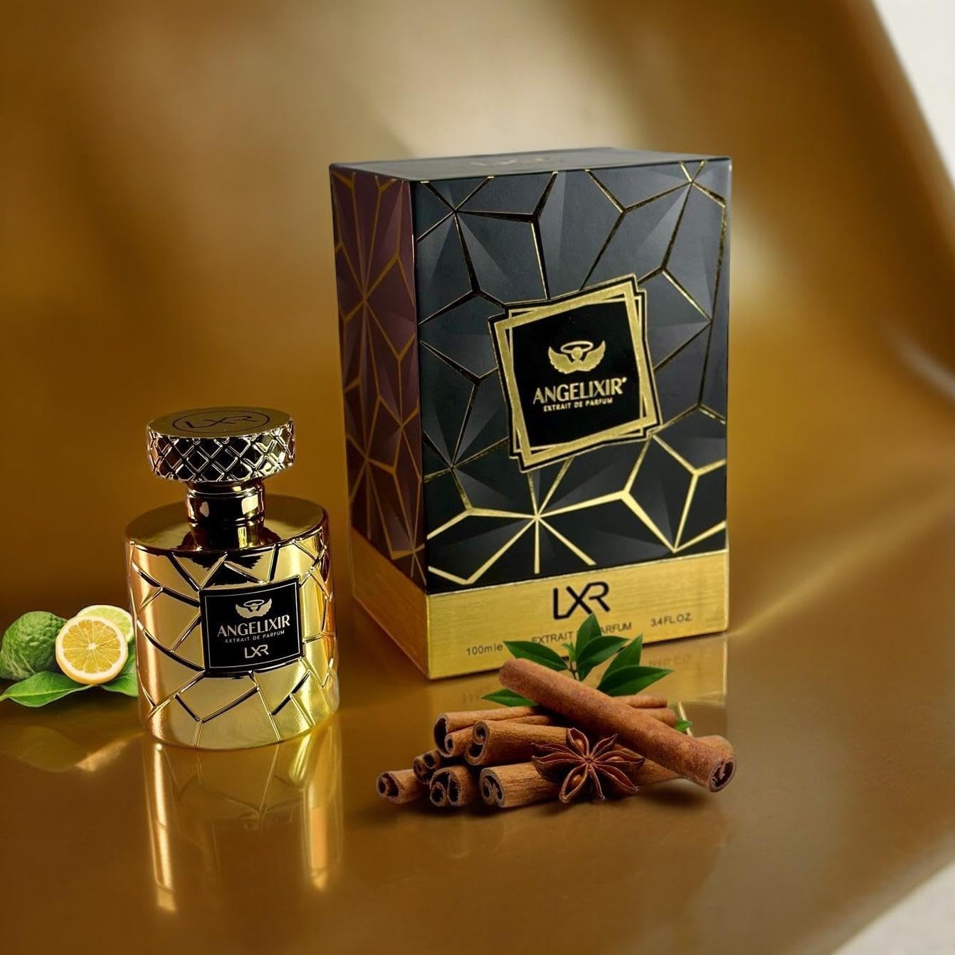 Angelixir Perfume/Extrait De Parfum by LXR Perfumes | Luxurious Oriental-Spicy Unisex Fragrance | Golden Crystal Bottle | 100ml