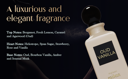 Oud Vanilla by Maison Milan Vanilla Amber Fragrance Perfume Spray for Men & Women 90ml I Oud Vanilla Perfume